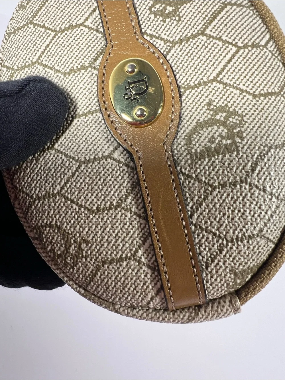 Christian Dior Vintage Trotter Oval Coin Purse Canvas France
